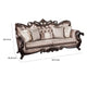 Aboi Sofa w 5 Pillows | Brown Velvet | Ornate Carved Dark Cherry Wood | 95’’