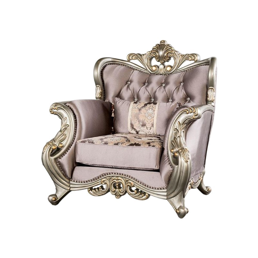 Aboi Armchair | 1 Accent Pillow | Purple Velvet | Carved Details BM340286