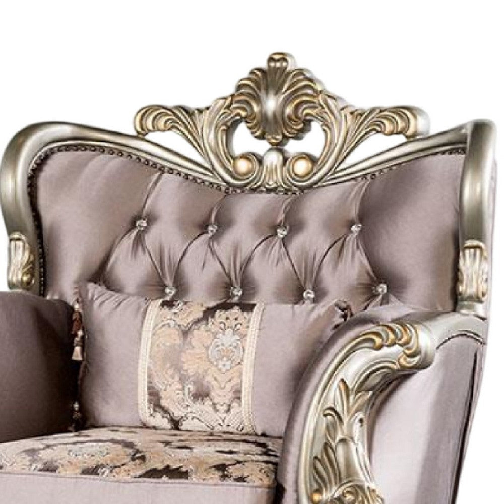 Aboi Armchair | 1 Accent Pillow | Purple Velvet | Carved Details BM340286