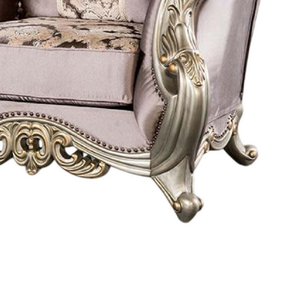 Aboi Armchair | 1 Accent Pillow | Purple Velvet | Carved Details BM340286