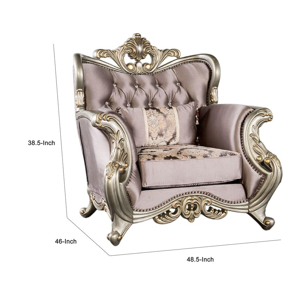 Aboi Armchair | 1 Accent Pillow | Purple Velvet | Carved Details BM340286