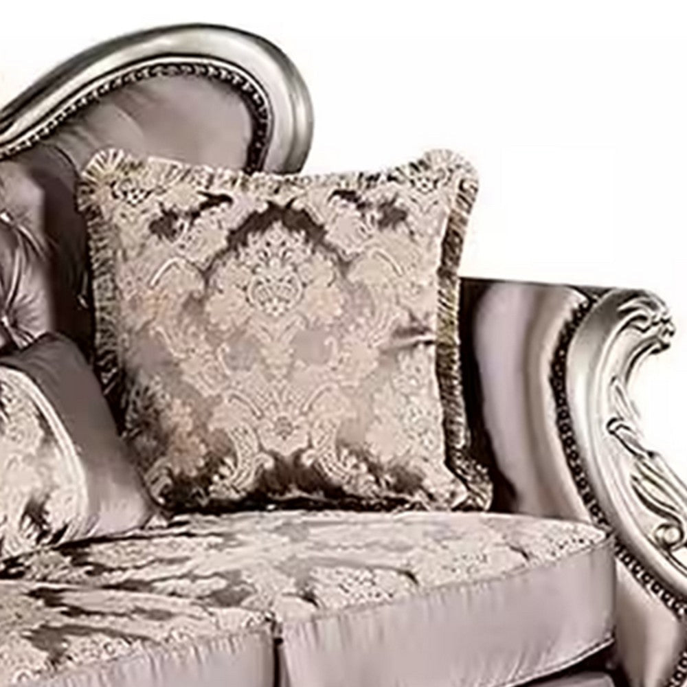Aboi Loveseat | 3 Accent Pillows | Purple Velvet | Carved Details | 70’’ BM340287