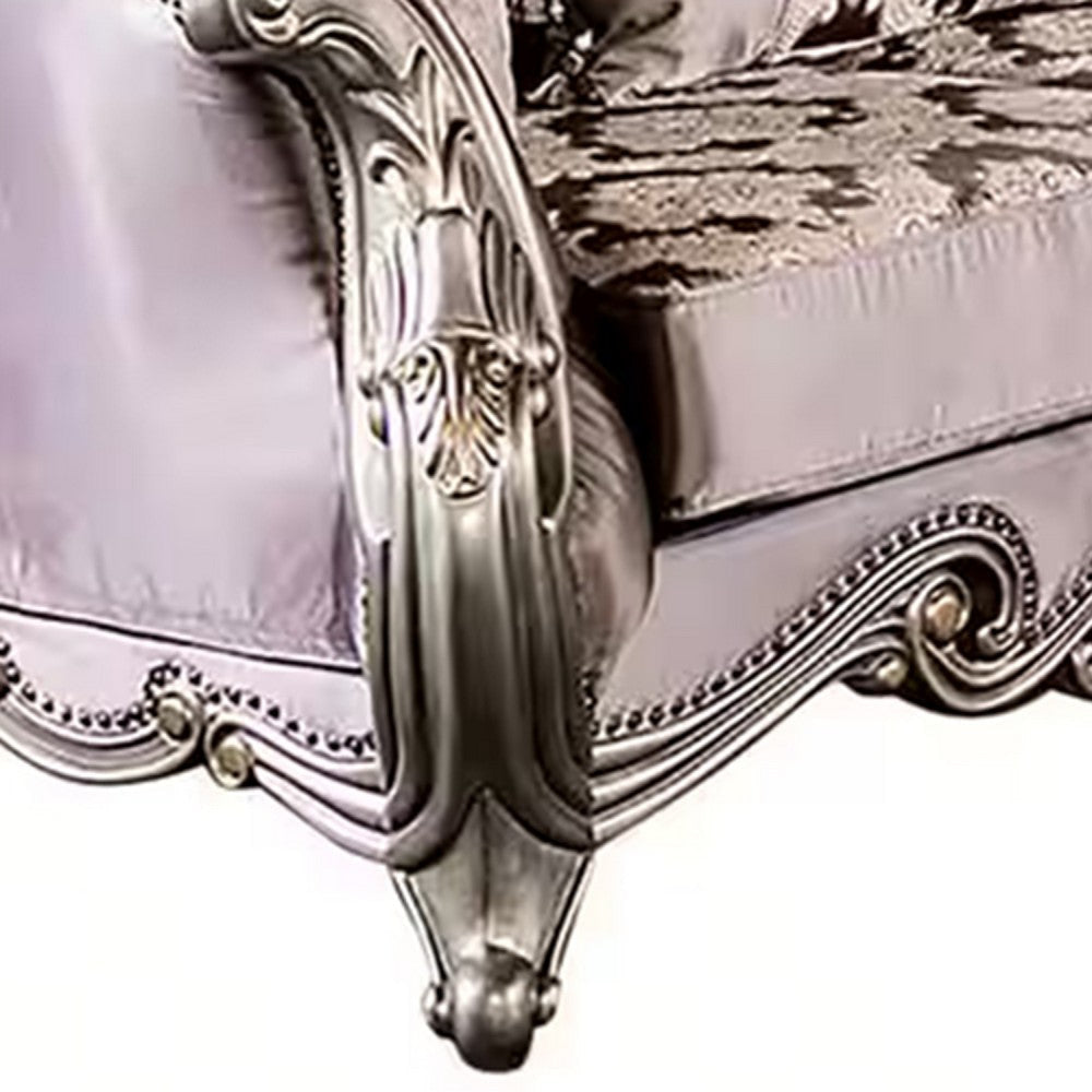 Aboi Loveseat | 3 Accent Pillows | Purple Velvet | Carved Details | 70’’ BM340287