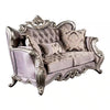 Aboi Loveseat | 3 Accent Pillows | Purple Velvet | Carved Details | 70"