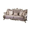 Aboi Sofa | 5 Accent Pillows | Purple Velvet | Carved Details | 95’’