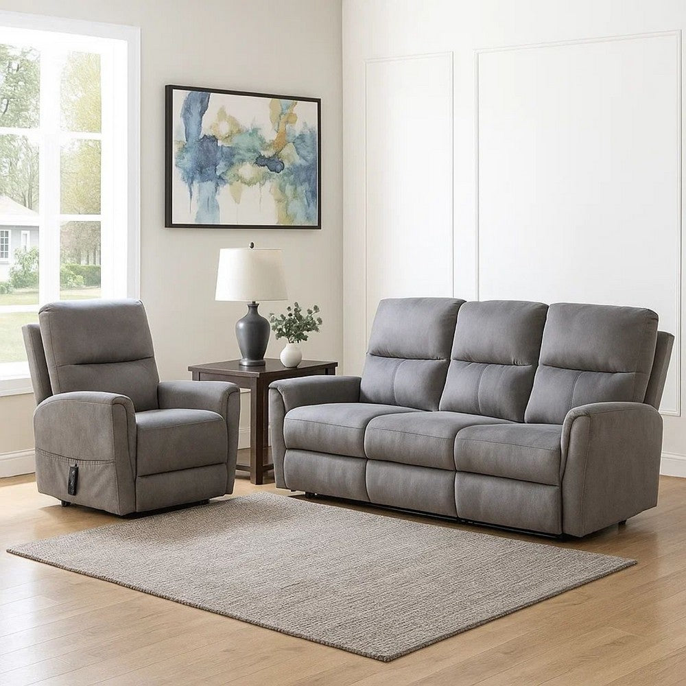 Power Lift Chair with Heat & Massage | Gray Fabric Padded | USB Port