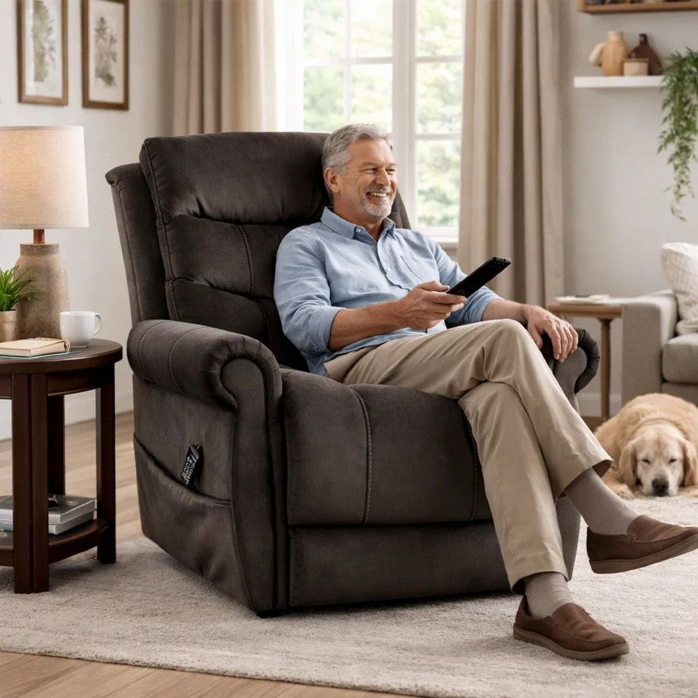 Power Lift Chair with Heat & Massage | Dark Gray Fabric | USB Port