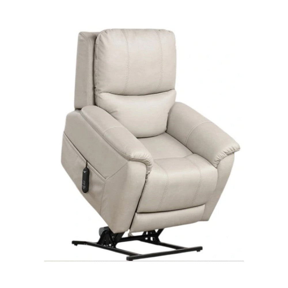 Lift Chair with Power Headrest | Light Gray Faux Leather | USB Charging BM340291