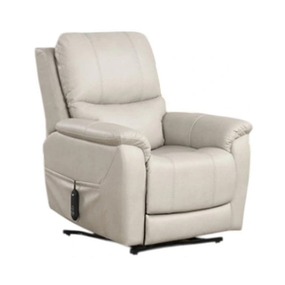 Lift Chair with Power Headrest | Light Gray Faux Leather | USB Charging