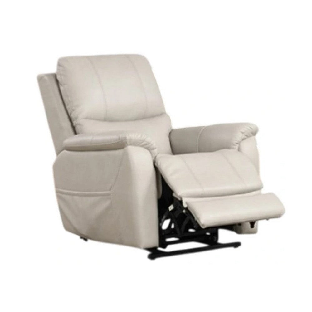 Lift Chair with Power Headrest | Light Gray Faux Leather | USB Charging BM340291