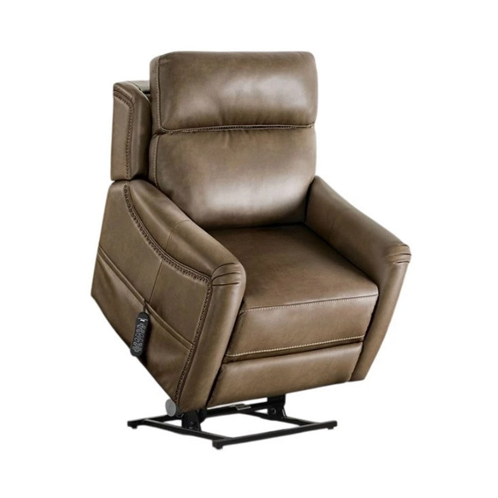 Lift Chair | Brown Faux Leather | Air Massage | 3 Zone Heating | USB BM340293