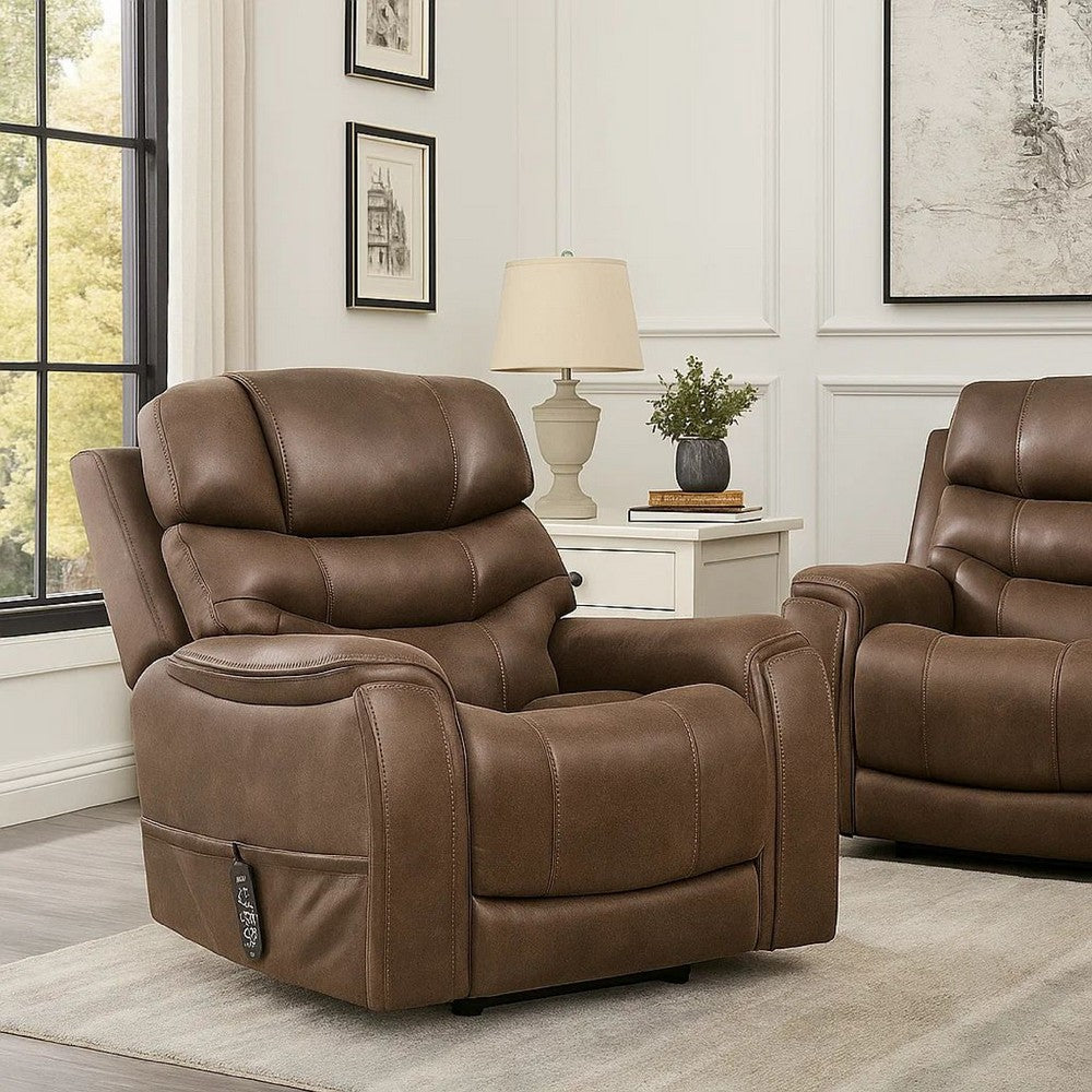 Lift Chair | Brown Fabric | Air Massage | Power Headrest | USB Charging