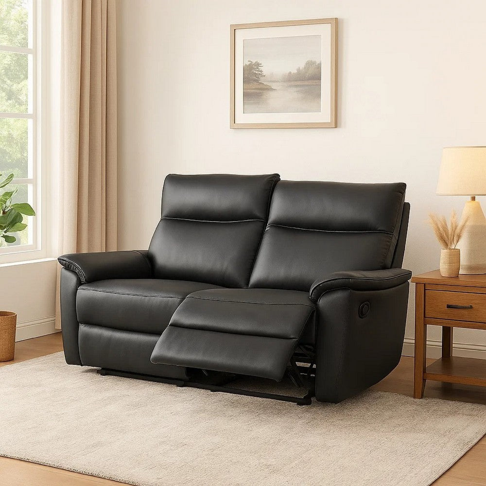 Lenne Loveseat | Black Faux Leather | Manual Recliner Mechanism | 63’’ BM340295