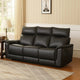 Lenne Sofa | Black Faux Leather | Manual Reclining Mechanism | 86"