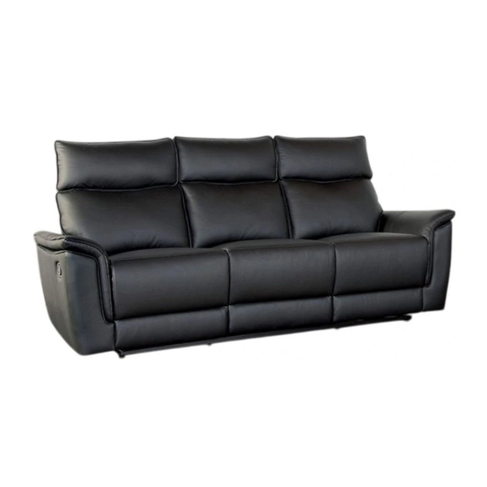 Lenne Sofa | Black Faux Leather | Manual Reclining Mechanism | 86"