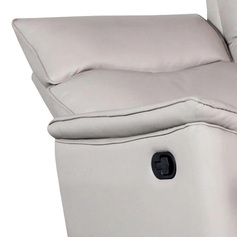 Lenne Loveseat | Taupe Gray Faux Leather | Manual Recliner | 63’’ BM340297