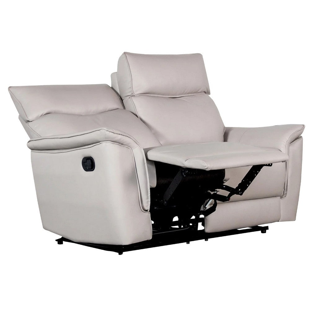 Lenne Loveseat | Taupe Gray Faux Leather | Manual Recliner | 63"