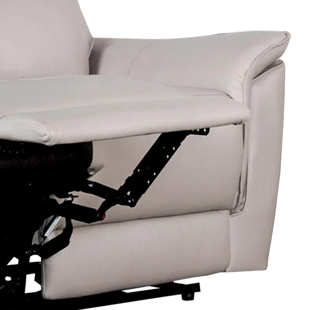 Lenne Loveseat | Taupe Gray Faux Leather | Manual Recliner | 63’’ BM340297