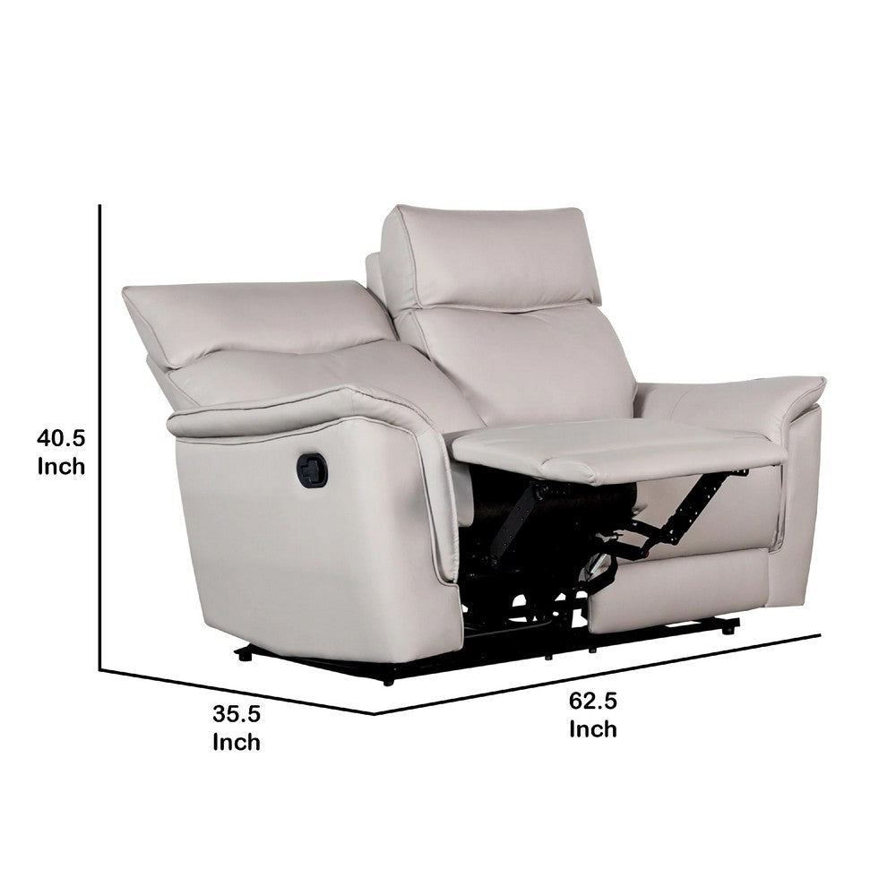Lenne Loveseat | Taupe Gray Faux Leather | Manual Recliner | 63’’ BM340297