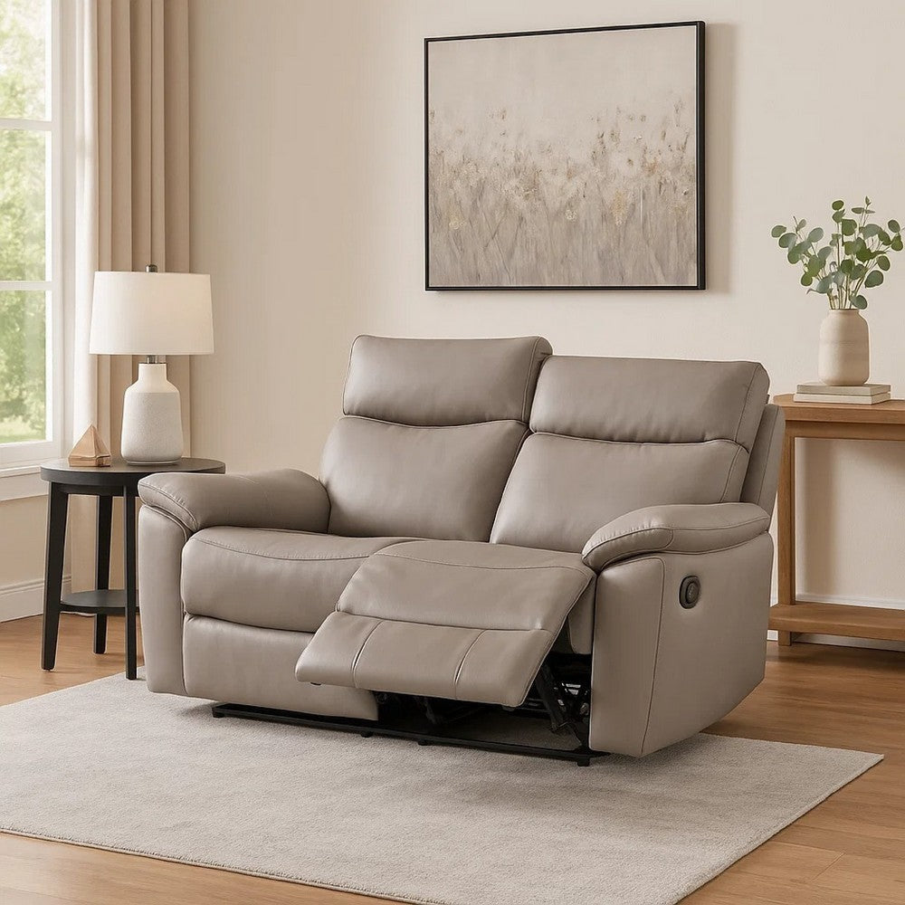 Lenne Loveseat | Taupe Gray Faux Leather | Manual Recliner | 63’’ BM340297