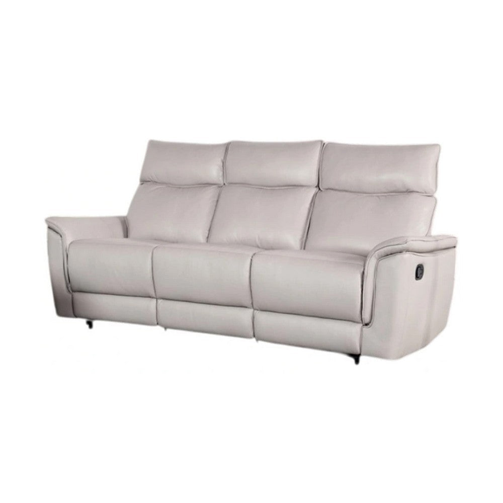 Lenne Sofa | Taupe Gray Faux Leather | Manual Reclining Mechanism | 86’’ BM340298