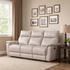 Lenne Sofa | Taupe Gray Faux Leather | Manual Reclining Mechanism | 86"