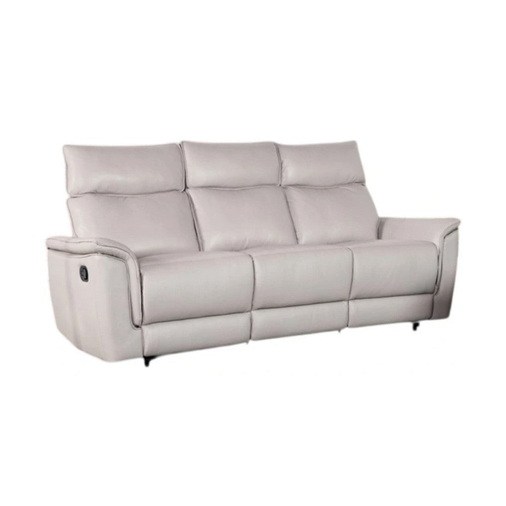 Lenne Sofa | Taupe Gray Faux Leather | Manual Reclining Mechanism | 86"