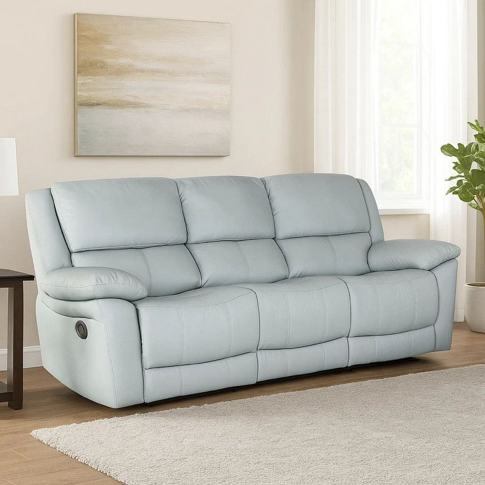Larus Sofa | Manual Reclining Mechanism | Blue Faux Leather | 82"