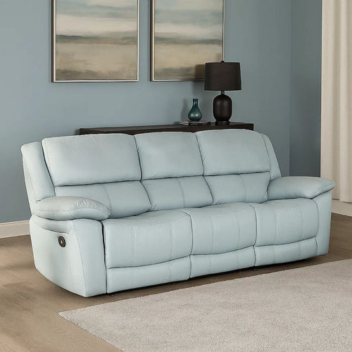 Larus Sofa | Manual Reclining Mechanism | Blue Faux Leather | 82"
