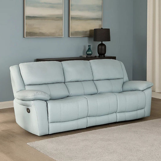Larus Sofa | Manual Reclining Mechanism | Blue Faux Leather | 82"