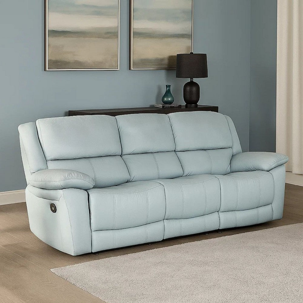 Larus Sofa | Manual Reclining Mechanism | Blue Faux Leather | 82"