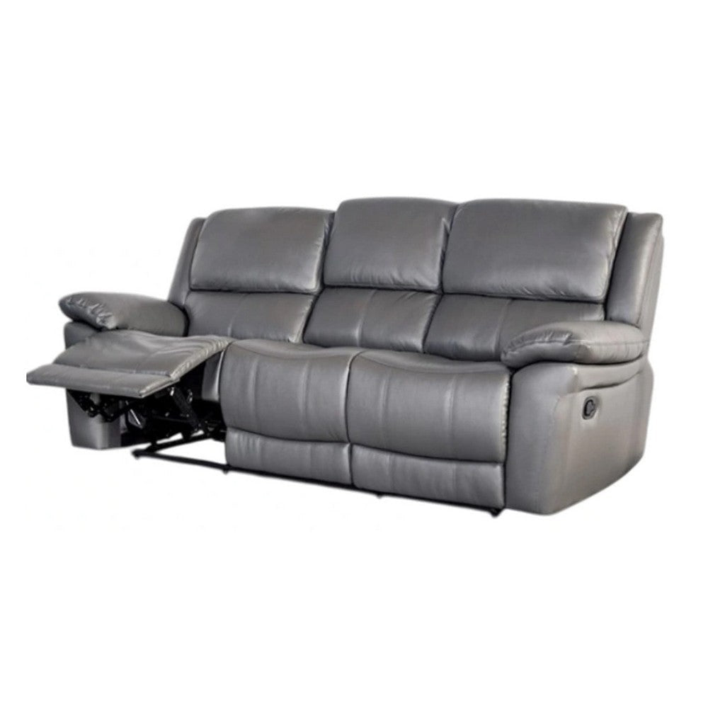 Larus Sofa | Manual Reclining Mechanism | Dark Gray Faux Leather | 82’’ BM340300