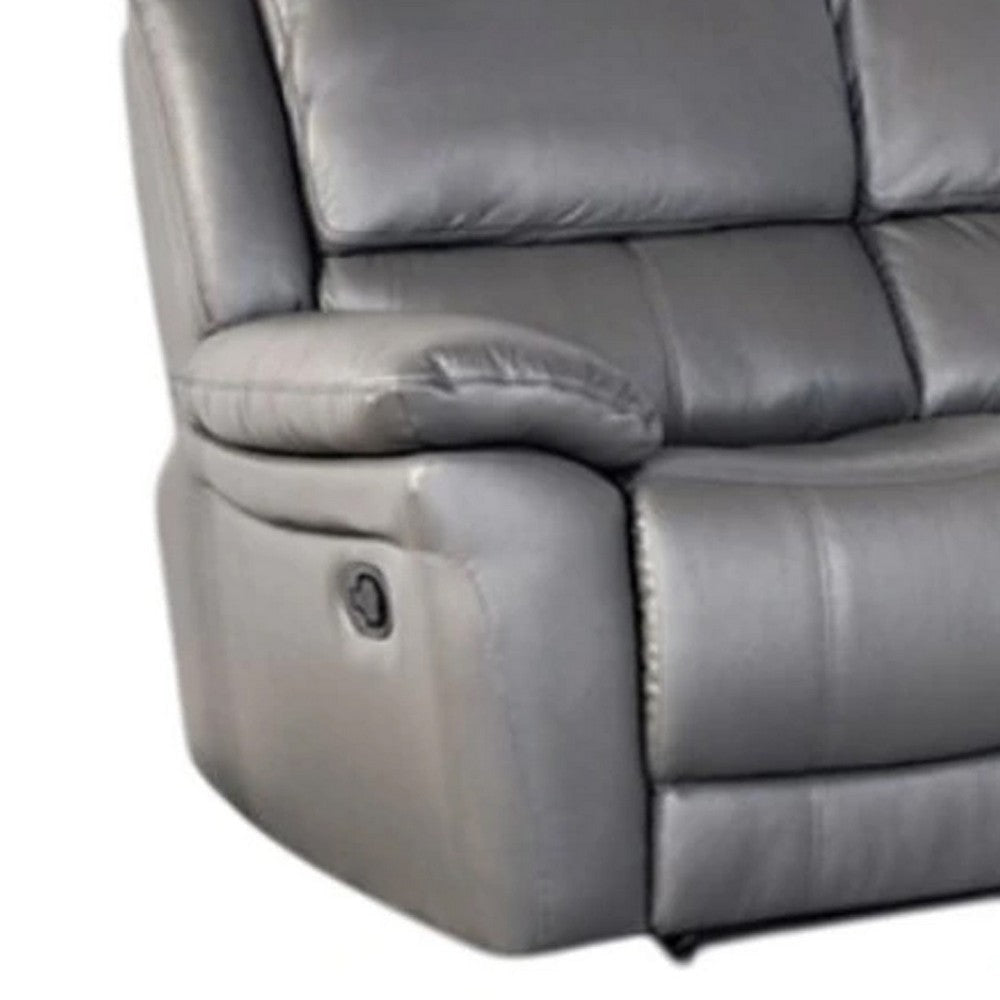 Larus Sofa | Manual Reclining Mechanism | Dark Gray Faux Leather | 82’’ BM340300