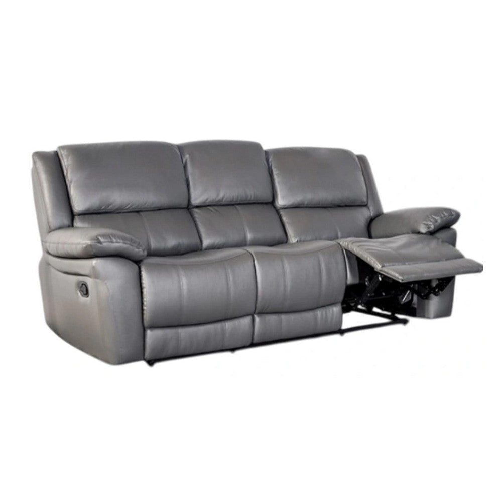 Larus Sofa | Manual Reclining Mechanism | Dark Gray Faux Leather | 82"