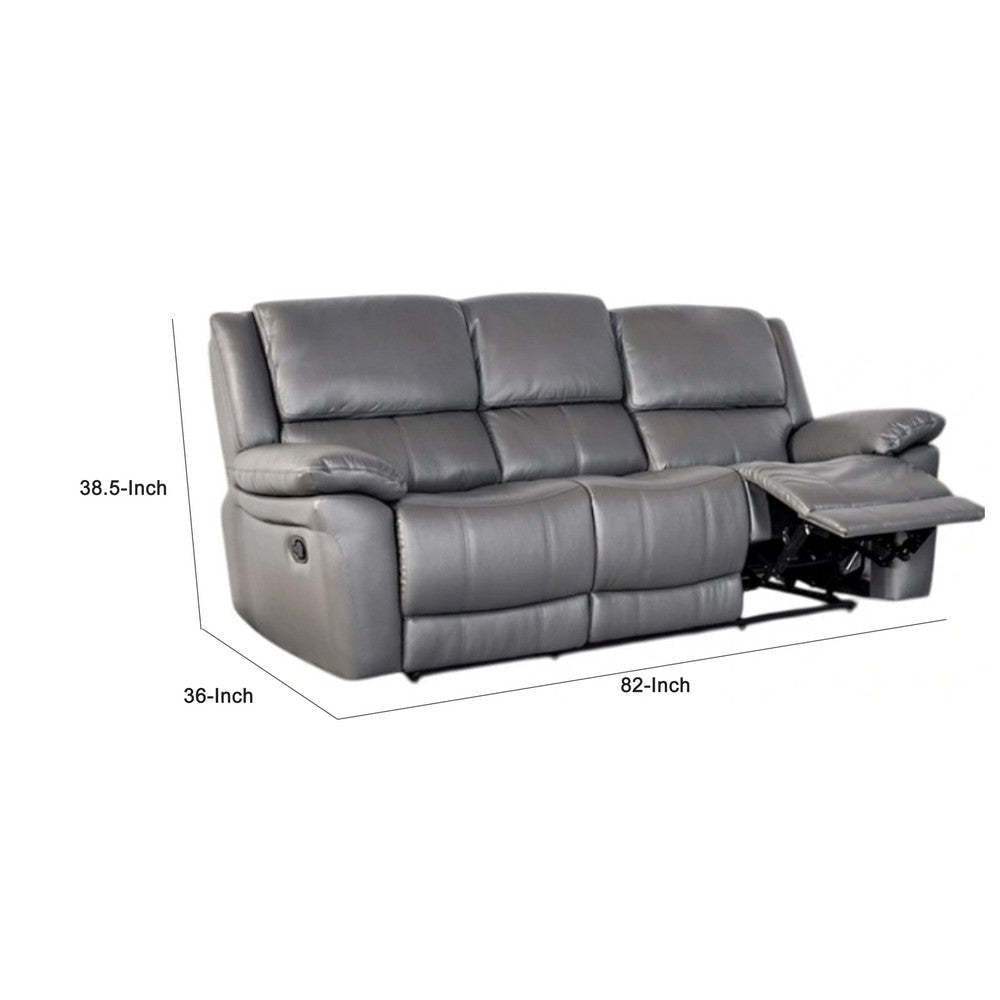Larus Sofa | Manual Reclining Mechanism | Dark Gray Faux Leather | 82’’ BM340300