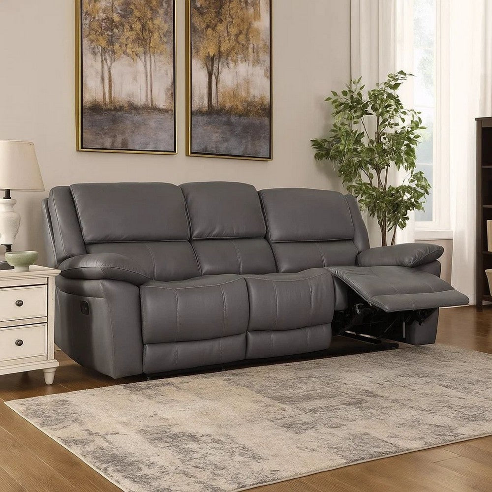 Larus Sofa | Manual Reclining Mechanism | Dark Gray Faux Leather | 82"
