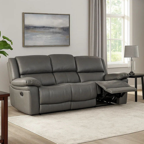 Larus Sofa | Manual Reclining Mechanism | Dark Gray Faux Leather | 82"