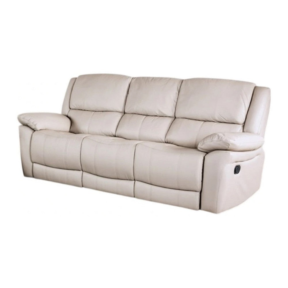 Larus Sofa | Manual Reclining Mechanism | Off White Faux Leather | 82’’ BM340301