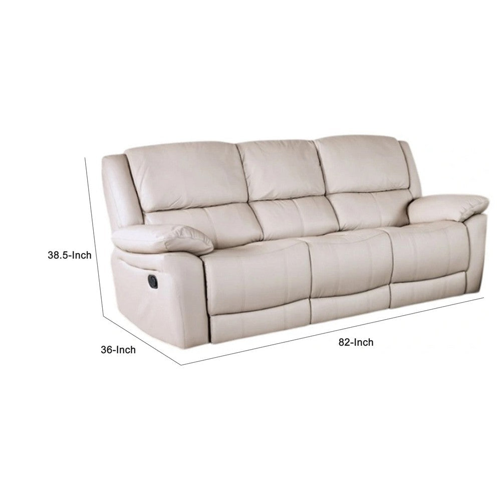 Larus Sofa | Manual Reclining Mechanism | Off White Faux Leather | 82’’ BM340301