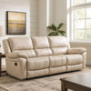 Larus Sofa | Manual Reclining Mechanism | Off White Faux Leather | 82"