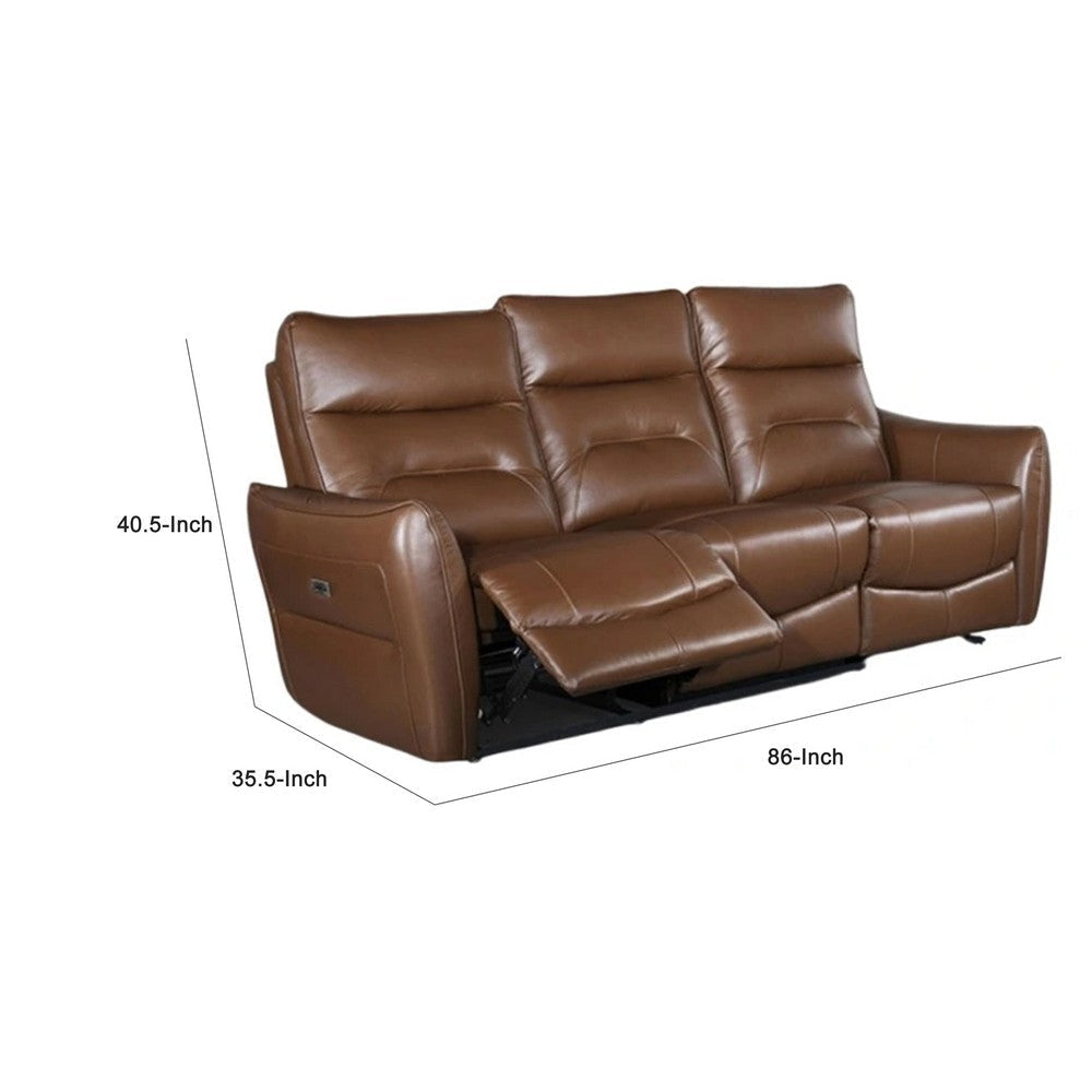 Teren Power Recliner Sofa | 86’’ | Brown Grain Leather BM340303