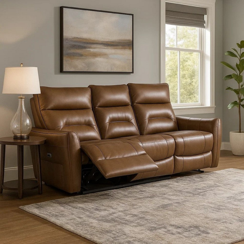 Teren Power Recliner Sofa | 86" | Brown Grain Leather