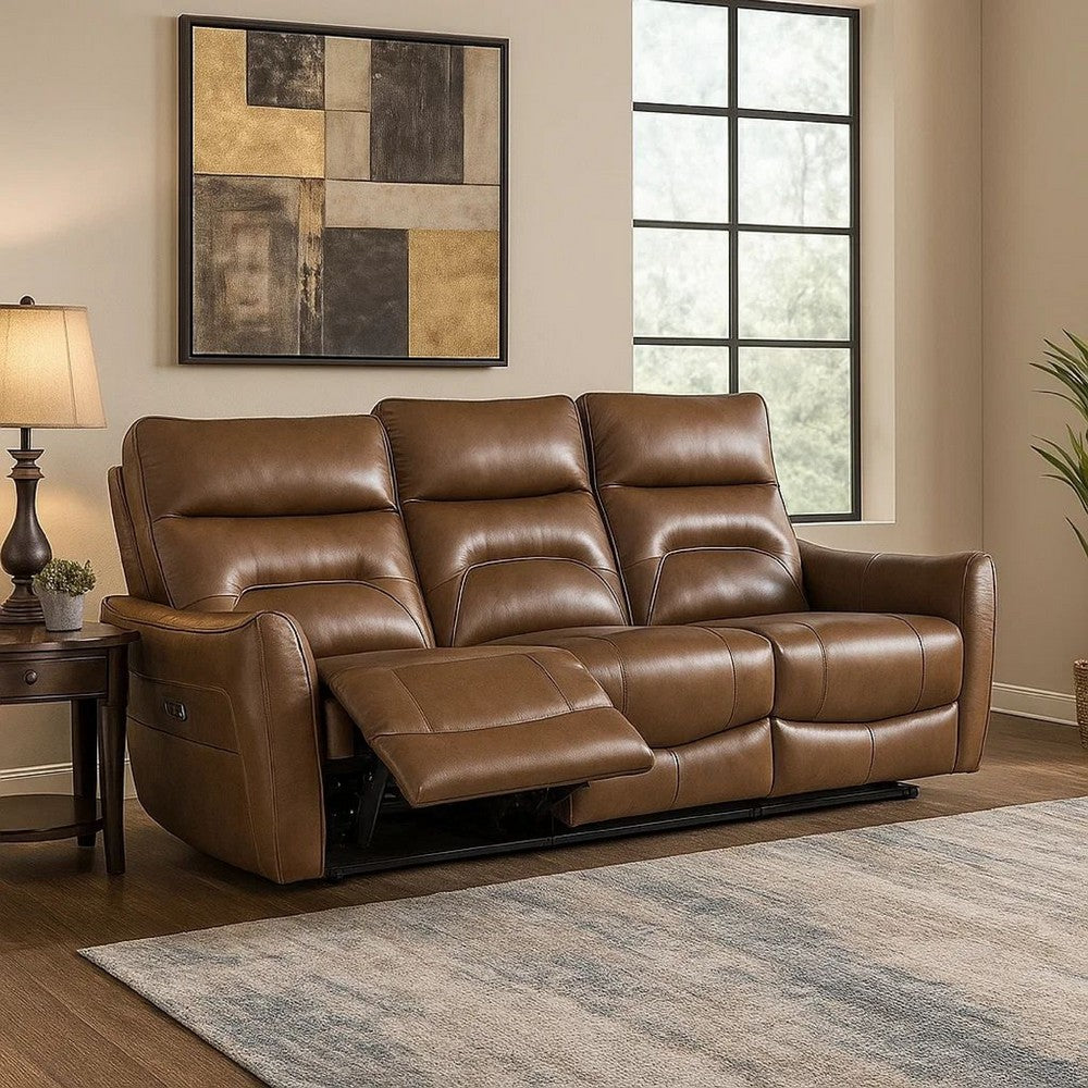 Teren Power Recliner Sofa | 86" | Brown Grain Leather