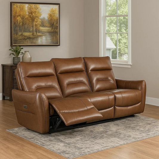 Teren Power Recliner Sofa | 86" | Brown Grain Leather