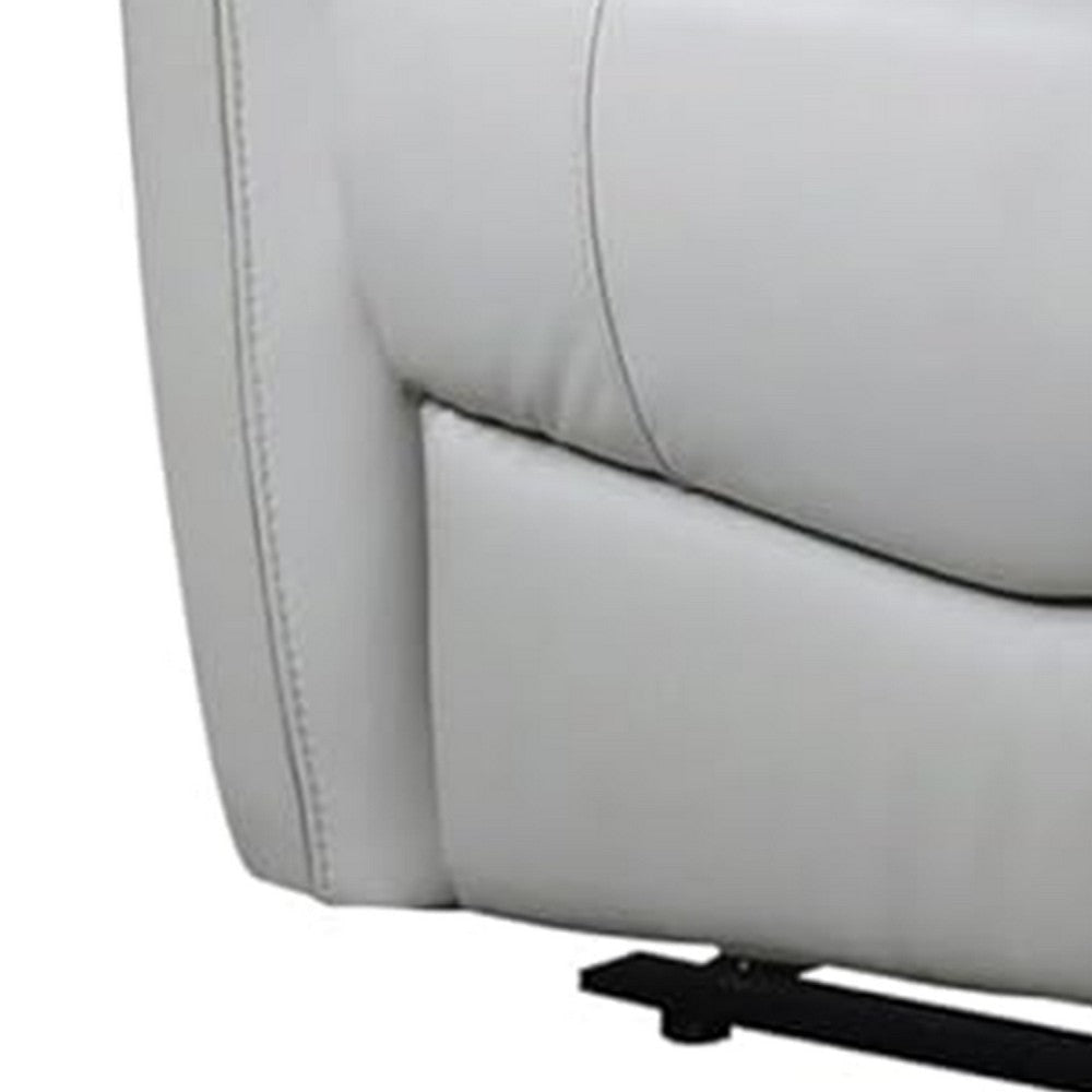 Teren Power Recliner Loveseat | 63’’ | Gray Grain Leather | Cuphoders BM340304