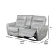 Teren Power Recliner Loveseat | 63’’ | Gray Grain Leather | Cuphoders BM340304