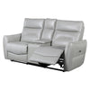 Teren Power Recliner Loveseat | 63" | Gray Grain Leather | Cuphoders