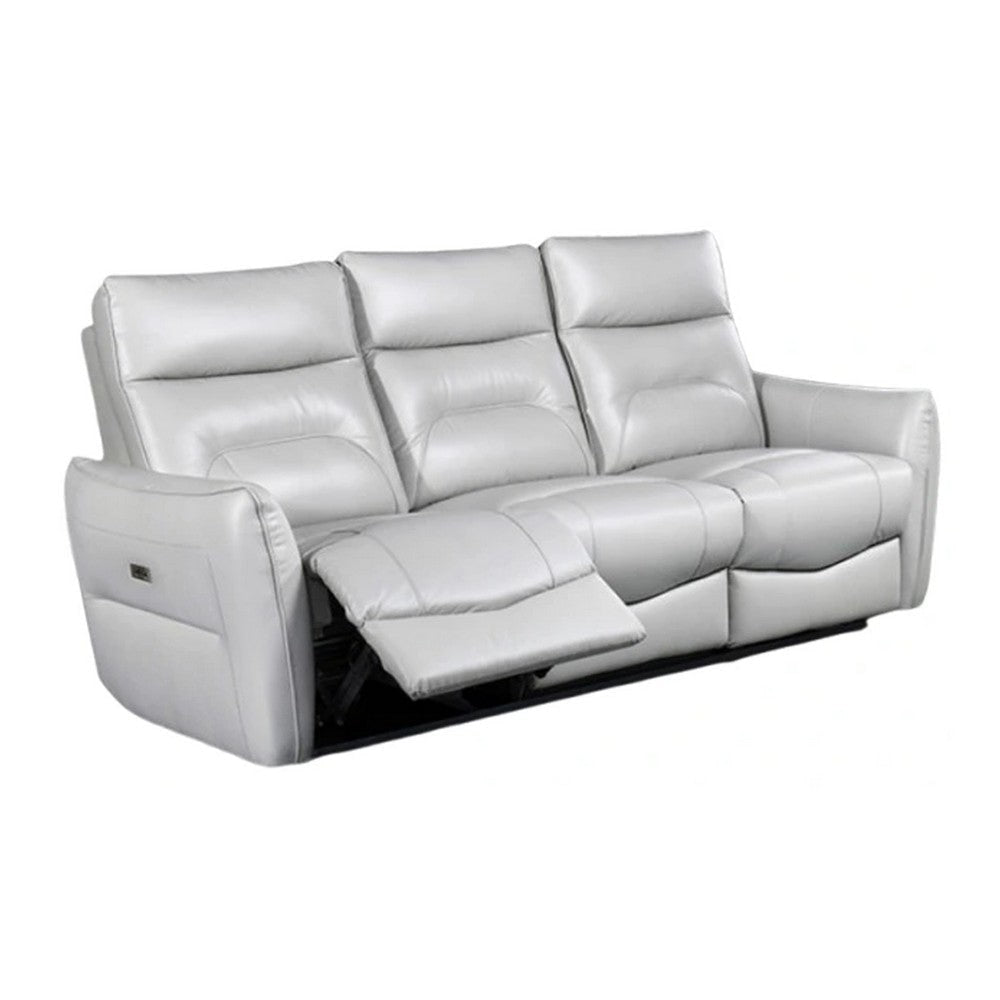 Teren Power Recliner Sofa | 86" | Contemporary Gray Grain Leather