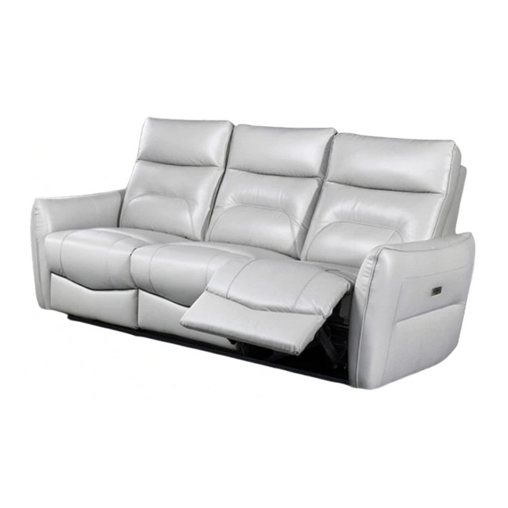 Teren Power Recliner Sofa | 86’’ | Contemporary Gray Grain Leather BM340305