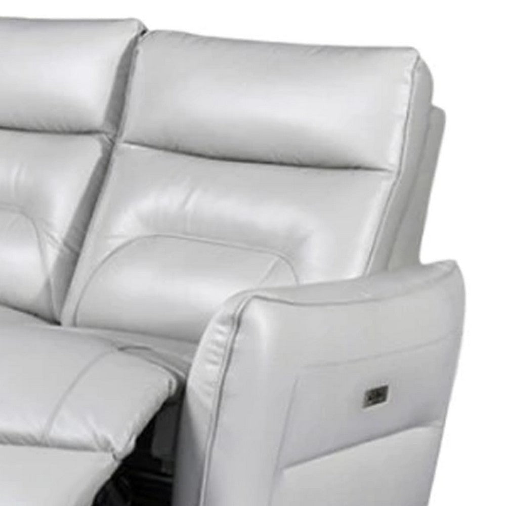 Teren Power Recliner Sofa | 86’’ | Contemporary Gray Grain Leather BM340305